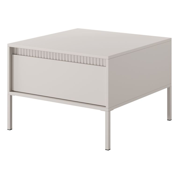 Tavolino da Salotto Beige un Cassetto con Piedini 68x48x68h cm, Forma Quadrato - Kasinela