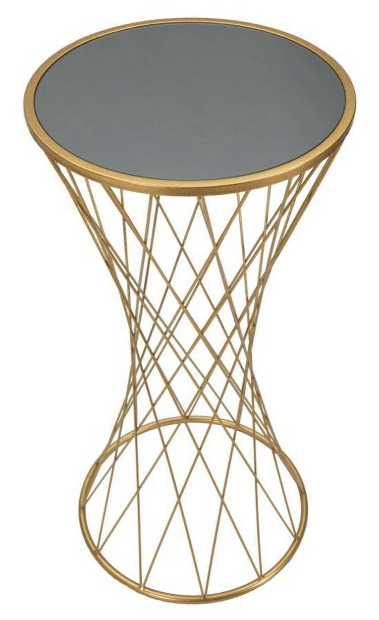 Tavolino da salotto Berceto, Tavolo basso da caffè, Portariviste per divano, Ripiano da soggiorno, Oro, 40x40 h80 cm