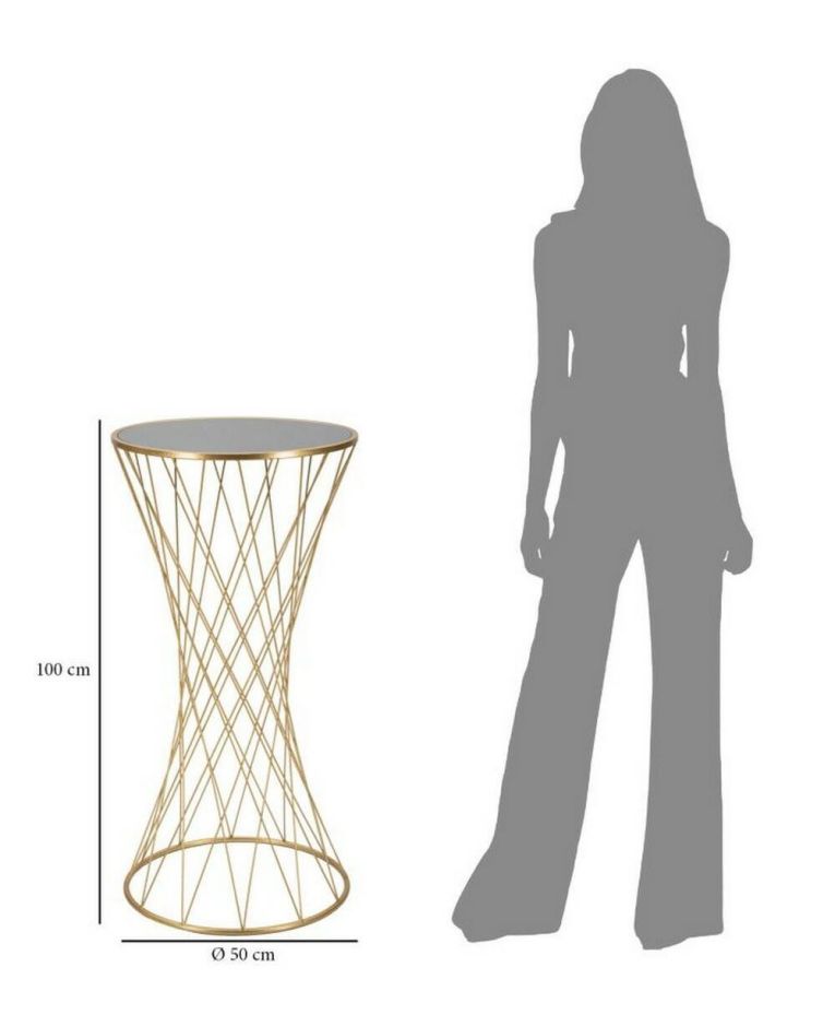 Tavolino da salotto Berceto, Tavolo basso da caffè, Portariviste per divano, Ripiano da soggiorno, Oro, 50x50 h100 cm