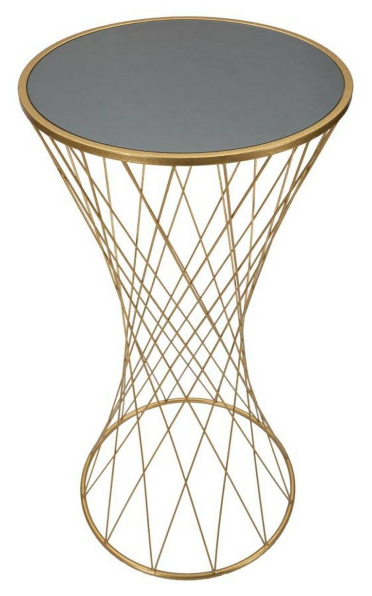 Tavolino da salotto Berceto, Tavolo basso da caffè, Portariviste per divano, Ripiano da soggiorno, Oro, 50x50 h100 cm