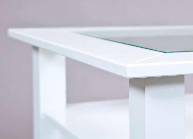 Tavolino da Salotto Bianco 2 Cassetti Portariviste 115x60x45h cm, un Vano - Minturno