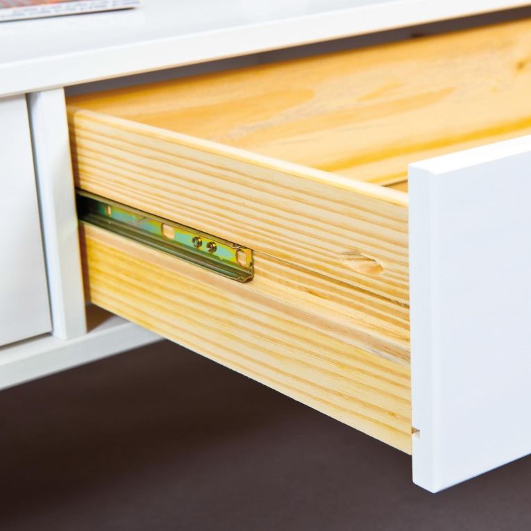 Tavolino da Salotto Bianco 2 Cassetti Portariviste 115x60x45h cm, un Vano - Minturno