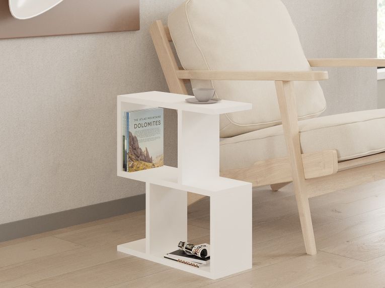 Tavolino da Salotto Bianco 2 Vani Forma Rettangolare 45x17x51h cm, Materiale Piano in Legno Nobilitato - Ceprano