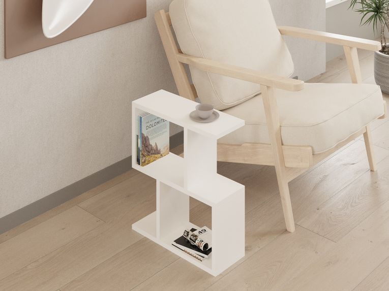 Tavolino da Salotto Bianco 2 Vani Forma Rettangolare 45x17x51h cm, Materiale Piano in Legno Nobilitato - Ceprano