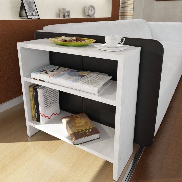 Tavolino da Salotto Bianco 2 Vani Forma Rettangolare 51x18x49h cm, Materiale Piano in Legno Nobilitato - Crixia