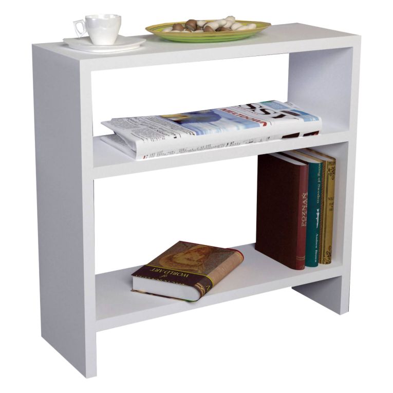 Tavolino da Salotto Bianco 2 Vani Forma Rettangolare 51x18x49h cm, Materiale Piano in Legno Nobilitato - Crixia