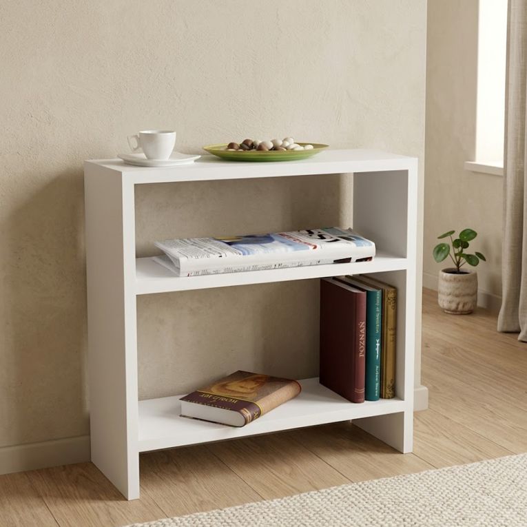 Tavolino da Salotto Bianco 2 Vani Forma Rettangolare 51x18x49h cm, Materiale Piano in Legno Nobilitato - Crixia