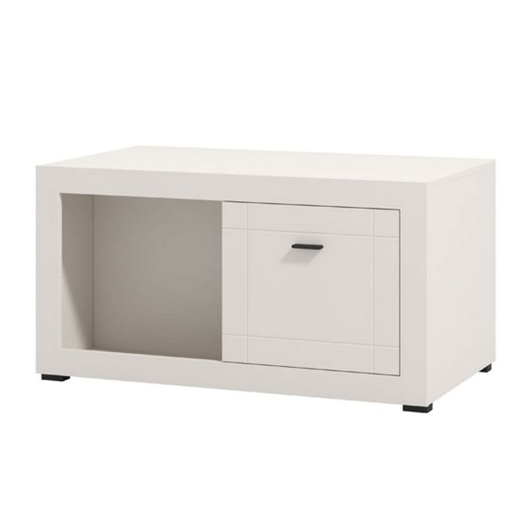 Tavolino da Salotto Bianco 3 Vani Forma Rettangolare 101x58x53.5h cm, Materiale Piano in Legno Nobilitato - Vervio