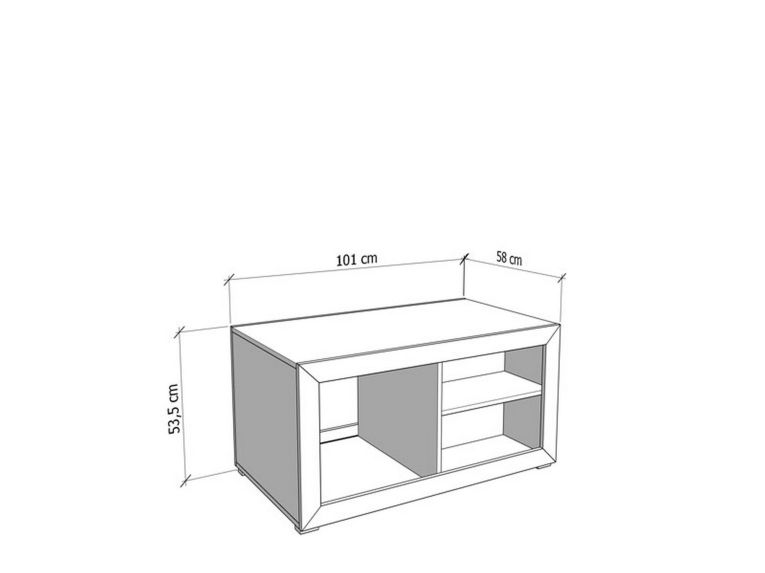 Tavolino da Salotto Bianco 3 Vani Forma Rettangolare 101x58x53.5h cm, Materiale Piano in Legno Nobilitato - Vervio