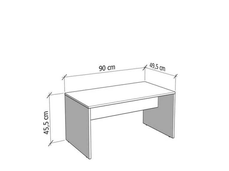 Tavolino da Salotto Bianco con Piedini un Vano 90x49.5x45.5h cm, Forma Rettangolare - Formia