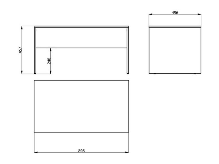 Tavolino da Salotto Bianco con Piedini un Vano 90x49.5x45.5h cm, Forma Rettangolare - Formia