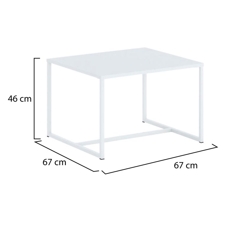 Tavolino da Salotto Bianco Forma Quadrato Colore Ripiano Bianco 67x67x46h cm, Materiale Piano in Legno Nobilitato - Lisese