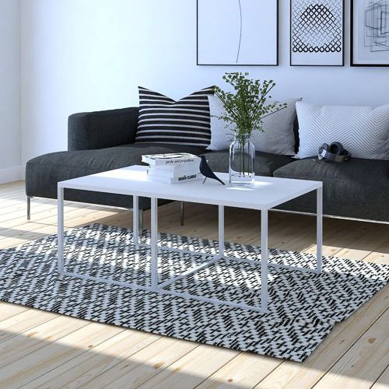 Tavolino da Salotto Bianco Forma Rettangolare Colore Ripiano Bianco 102x67x46h cm, Materiale Piano in Legno Nobilitato - Livasi