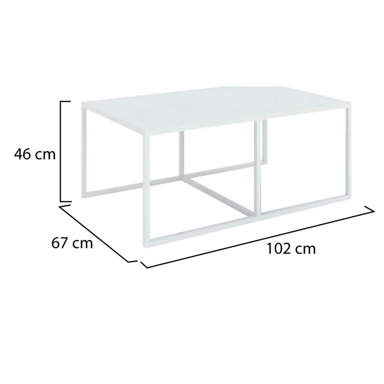 Tavolino da Salotto Bianco Forma Rettangolare Colore Ripiano Bianco 102x67x46h cm, Materiale Piano in Legno Nobilitato - Livasi