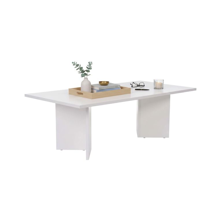 Tavolino da Salotto Bianco Forma Rettangolare Materiale Piano in Legno Nobilitato 119x60x40h cm, Colore Ripiano Bianco - Turate