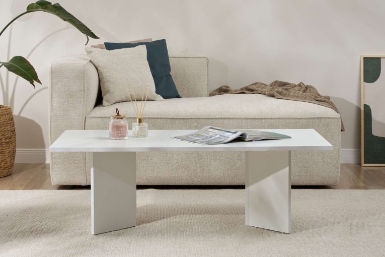 Tavolino da Salotto Bianco Forma Rettangolare Materiale Piano in Legno Nobilitato 119x60x40h cm, Colore Ripiano Bianco - Turate