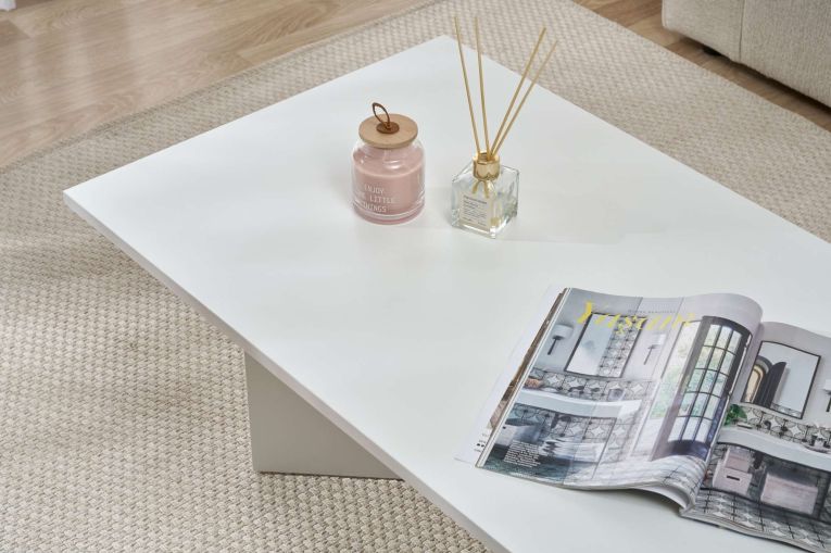 Tavolino da Salotto Bianco Forma Rettangolare Materiale Piano in Legno Nobilitato 119x60x40h cm, Colore Ripiano Bianco - Turate