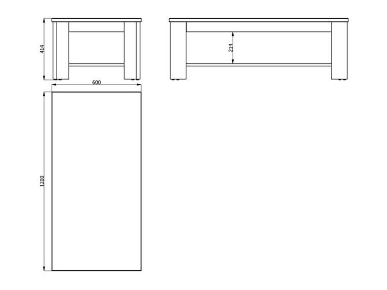 Tavolino da Salotto Bianco Larice un Vano Forma Rettangolare 120x60x41.5h cm, Sfumatura Colore Ripiano Larice - Front