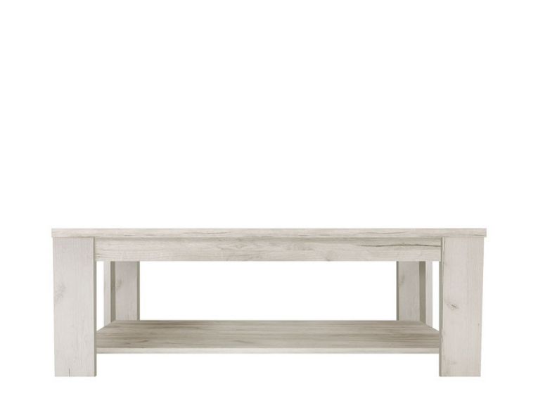 Tavolino da Salotto Bianco Larice un Vano Forma Rettangolare 120x60x41.5h cm, Sfumatura Colore Ripiano Larice - Front