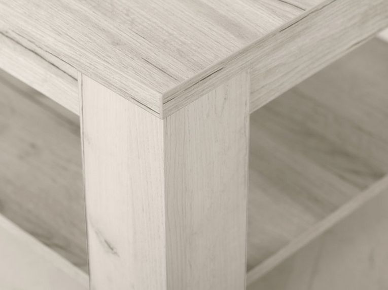 Tavolino da Salotto Bianco Larice un Vano Forma Rettangolare 120x60x41.5h cm, Sfumatura Colore Ripiano Larice - Front