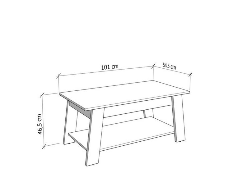 Tavolino da Salotto Bianco Lucido Marrone Rovere Nodi un Vano Forma Rettangolare 101x54.5x46.5h cm, Colore Ripiano Bianco - Casaglia