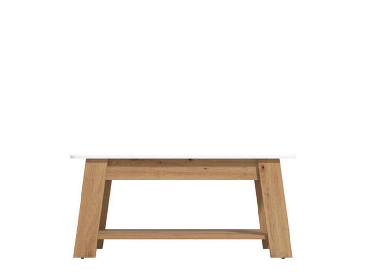 Tavolino da Salotto Bianco Lucido Marrone Rovere Nodi un Vano Forma Rettangolare 101x54.5x46.5h cm, Colore Ripiano Bianco - Casaglia