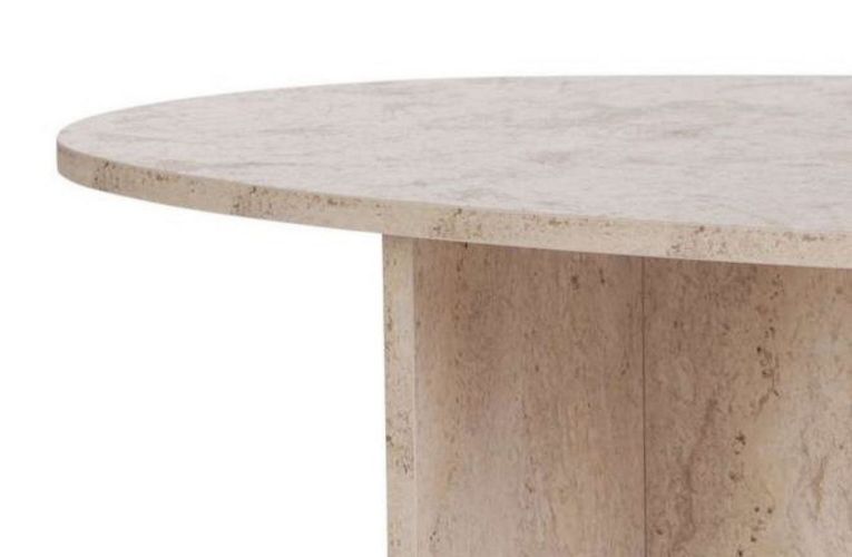 Tavolino da Salotto Bianco Marmo Forma Ovale Materiale Piano in Legno Nobilitato 120x65x40h cm, Colore Ripiano Bianco - Parona