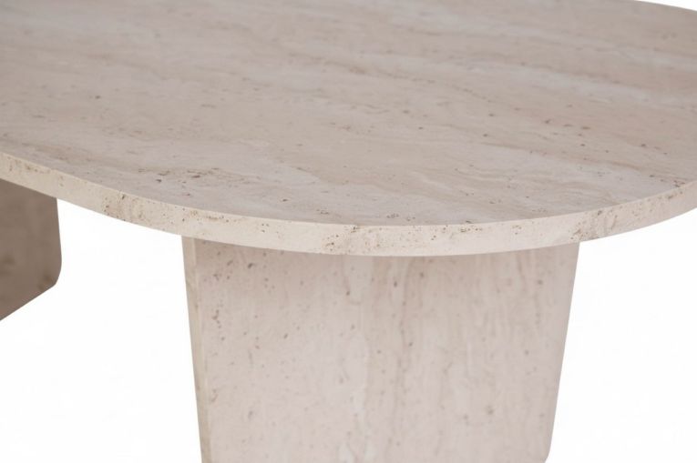 Tavolino da Salotto Bianco Marmo Forma Ovale Materiale Piano in Legno Nobilitato 130x65x40h cm, Colore Ripiano Bianco - Dozza