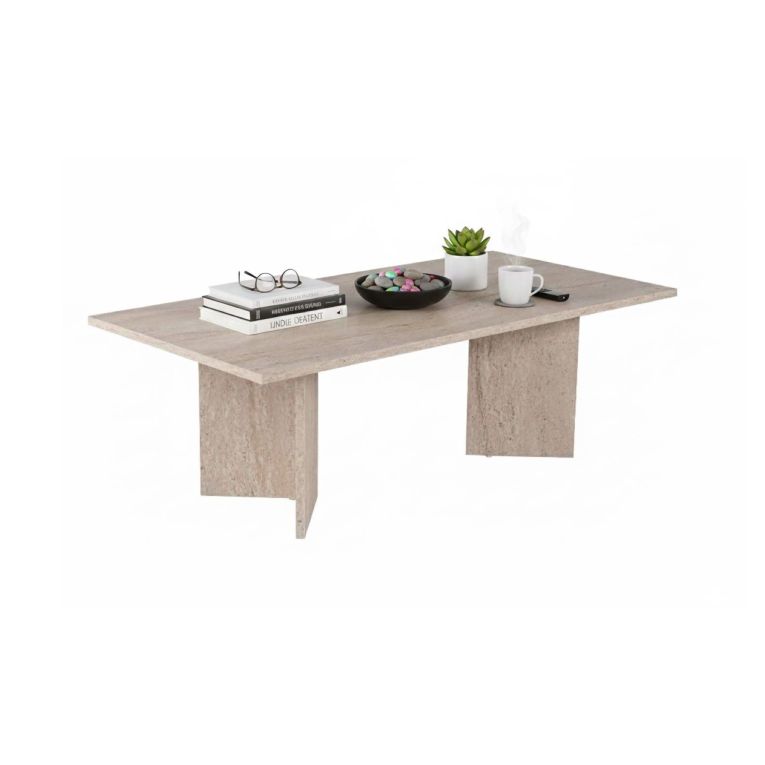 Tavolino da Salotto Bianco Marmo Forma Rettangolare Materiale Piano in Legno Nobilitato 119x60x40h cm, Colore Ripiano Bianco - Turate