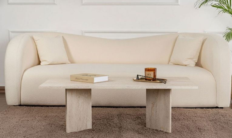 Tavolino da Salotto Bianco Marmo Forma Rettangolare Materiale Piano in Legno Nobilitato 119x60x40h cm, Colore Ripiano Bianco - Turate