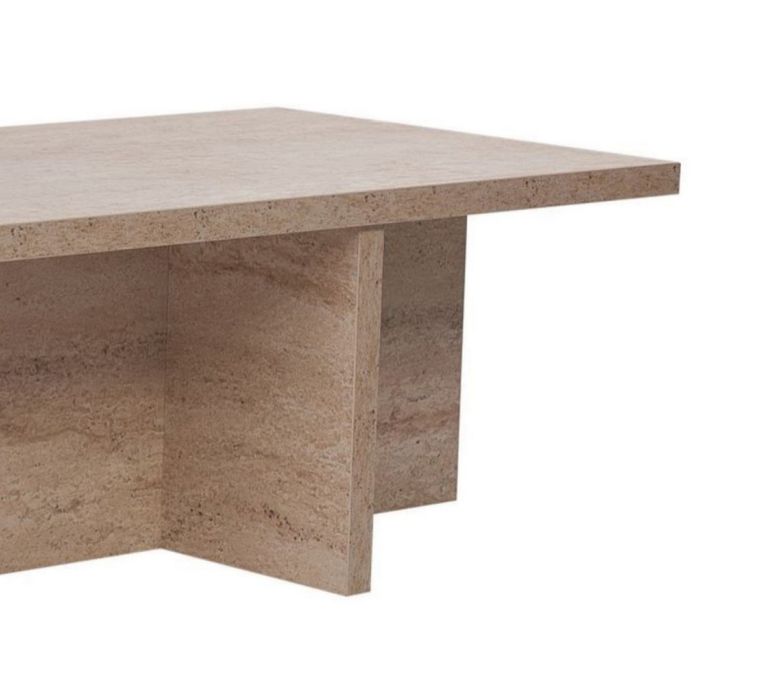 Tavolino da Salotto Bianco Marmo Forma Rettangolare Materiale Piano in Legno Nobilitato 120x45x30h cm, Colore Ripiano Bianco - Marmorito