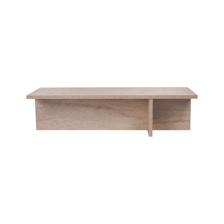 Tavolino da Salotto Bianco Marmo Forma Rettangolare Materiale Piano in Legno Nobilitato 120x45x30h cm, Colore Ripiano Bianco - Marmorito