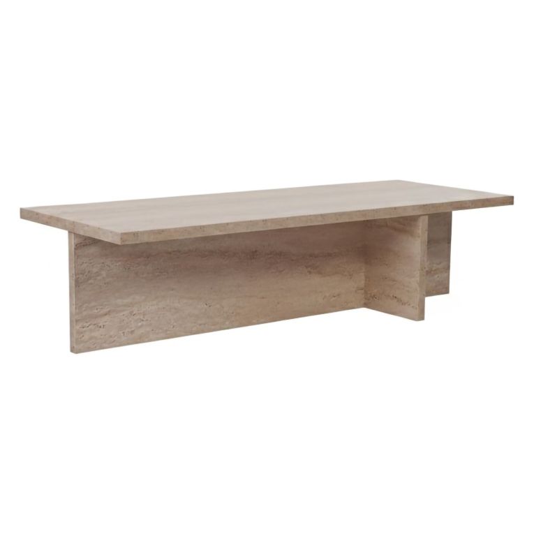 Tavolino da Salotto Bianco Marmo Forma Rettangolare Materiale Piano in Legno Nobilitato 120x45x30h cm, Colore Ripiano Bianco - Marmorito