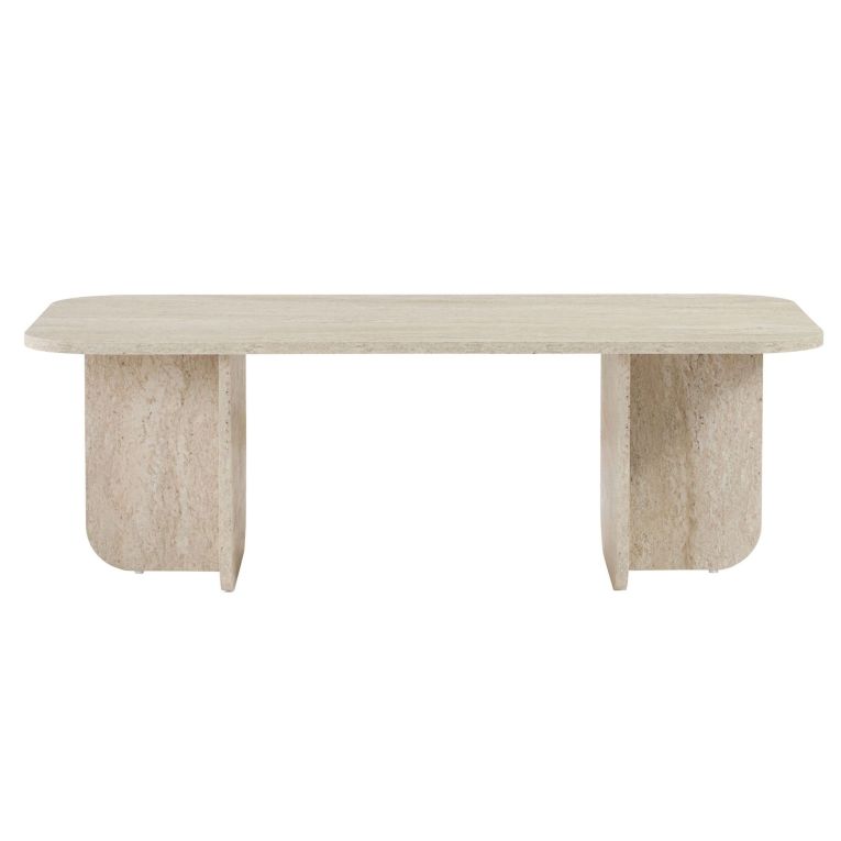 Tavolino da Salotto Bianco Marmo Forma Rettangolare Materiale Piano in Legno Nobilitato 120x60x41h cm, Colore Ripiano Bianco - Nomeva
