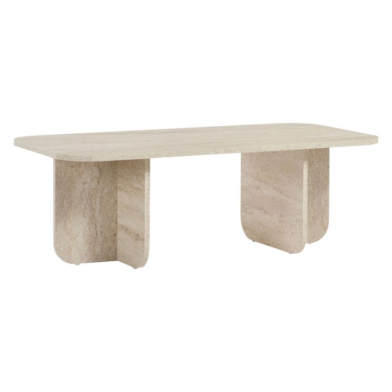 Tavolino da Salotto Bianco Marmo Forma Rettangolare Materiale Piano in Legno Nobilitato 120x60x41h cm, Colore Ripiano Bianco - Nomeva