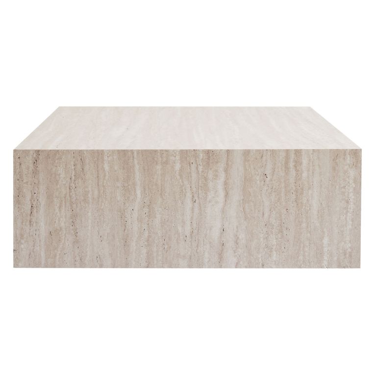 Tavolino da Salotto Bianco Marmo Forma Rettangolare Materiale Piano in Legno Nobilitato 90x90x35h cm, Colore Ripiano Bianco - Nofaraka