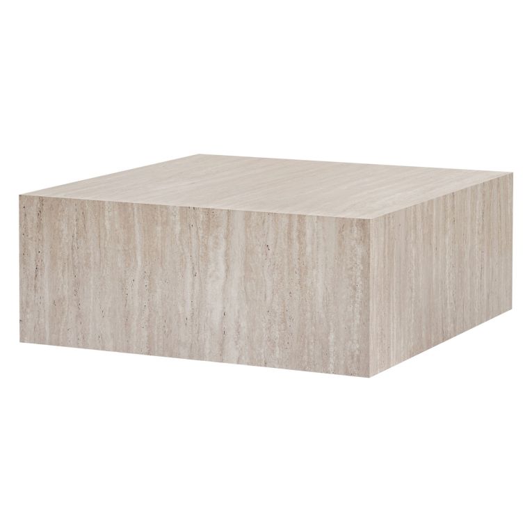 Tavolino da Salotto Bianco Marmo Forma Rettangolare Materiale Piano in Legno Nobilitato 90x90x35h cm, Colore Ripiano Bianco - Nofaraka