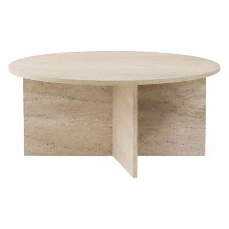 Tavolino da Salotto Bianco Marmo Forma Rotondo Materiale Piano in Legno Nobilitato 90x90x40h cm, Colore Ripiano Bianco - Simbario
