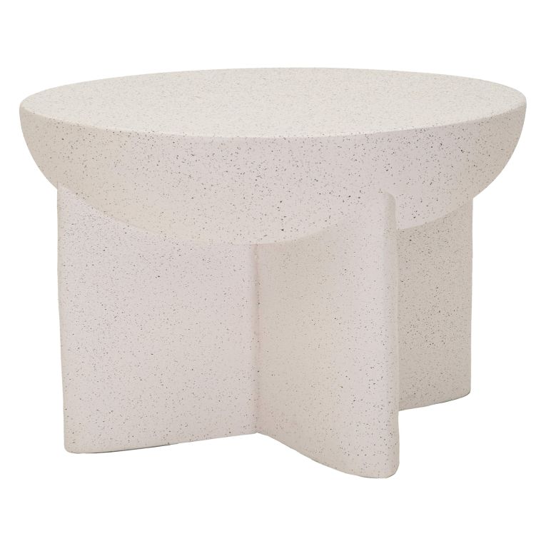 Tavolino da Salotto Bianco Marmo Nero Adatto per Indoor-outdoor Forma Rotondo 71x50x71h cm, Colore Ripiano Bianco - Cromwe