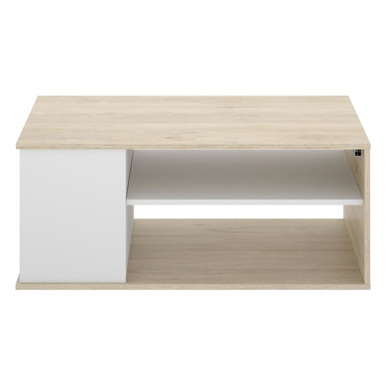 Tavolino da Salotto Bianco Marrone Rovere Cassetti 50x100x42h cm, 3 Vani - Fargo