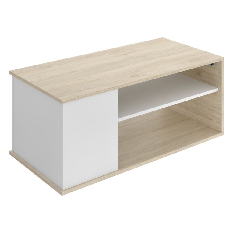 Tavolino da Salotto Bianco Marrone Rovere Cassetti 50x100x42h cm, 3 Vani - Fargo