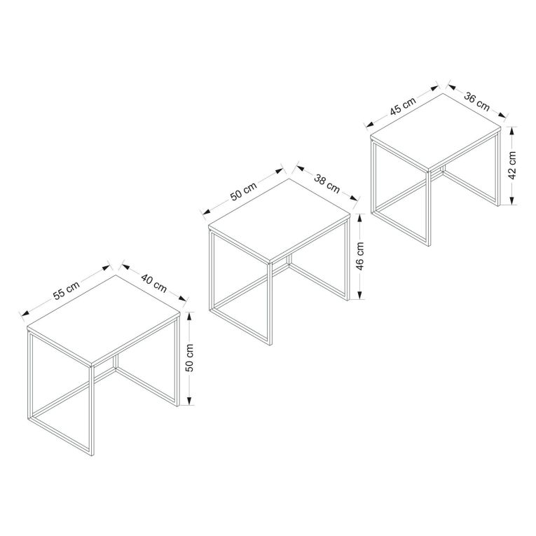 Tavolino da Salotto Bianco Modulabile Forma Rettangolare 55x40x50h cm, Materiale Piano in Legno Nobilitato - Crichi