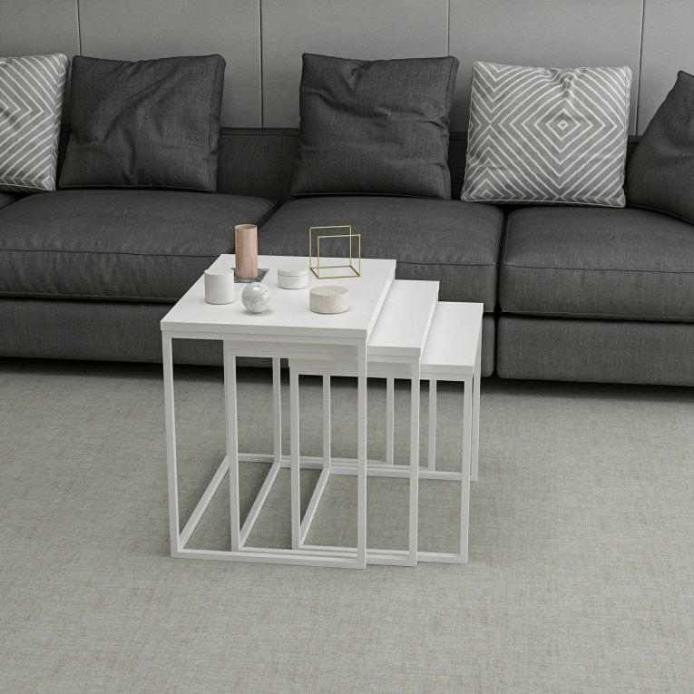 Tavolino da Salotto Bianco Modulabile Forma Rettangolare 55x40x50h cm, Materiale Piano in Legno Nobilitato - Crichi