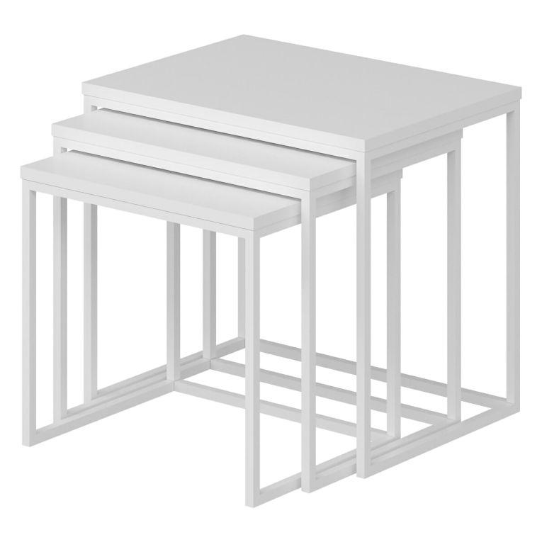 Tavolino da Salotto Bianco Modulabile Forma Rettangolare 55x40x50h cm, Materiale Piano in Legno Nobilitato - Crichi