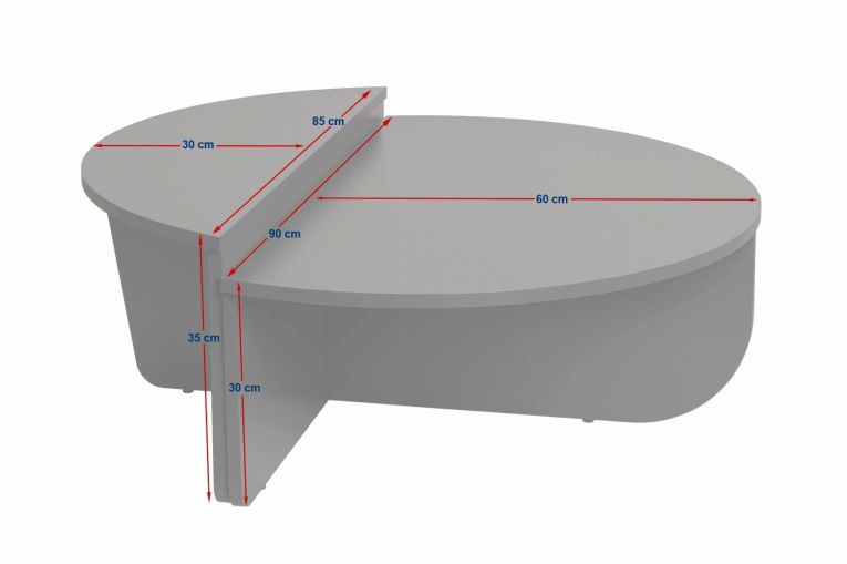 Tavolino da Salotto Bianco Nero Forma Fantasia Colore Struttura Nero 90x60x35h cm, Materiale Piano in Legno Nobilitato - Mansue