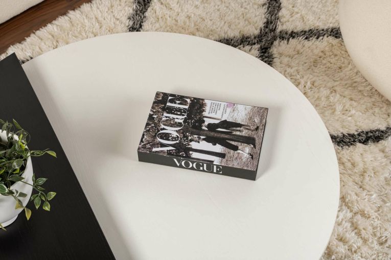 Tavolino da Salotto Bianco Nero Forma Fantasia Colore Struttura Nero 90x60x35h cm, Materiale Piano in Legno Nobilitato - Mansue