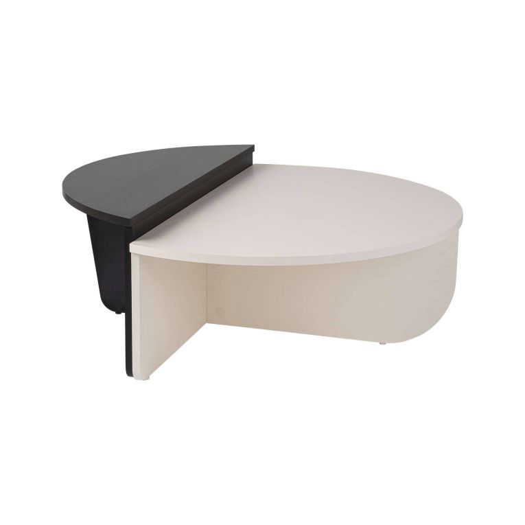 Tavolino da Salotto Bianco Nero Forma Fantasia Colore Struttura Nero 90x60x35h cm, Materiale Piano in Legno Nobilitato - Mansue