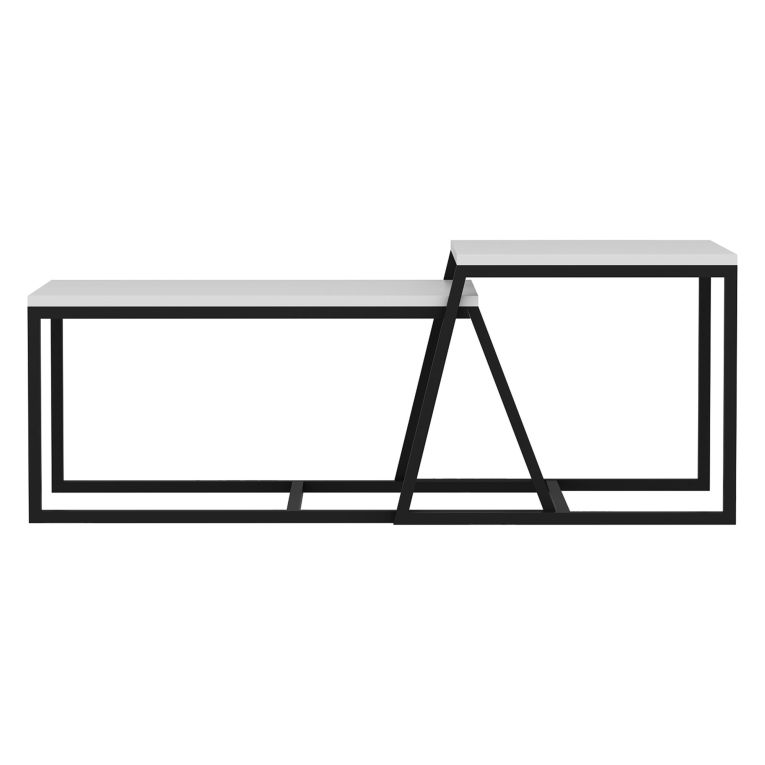 Tavolino da Salotto Bianco Nero Modulabile Forma Rettangolare 75x50x38h cm, Colore Struttura Nero - Urbania