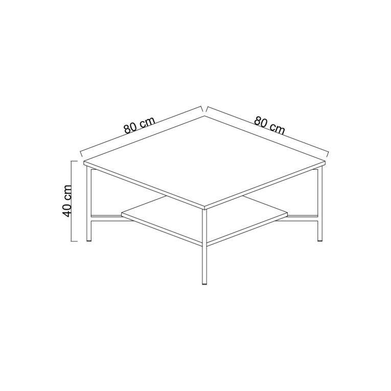Tavolino da Salotto Bianco Nero Piedini Neri un Vano 80x80x40h cm, Forma Quadrata - Mia