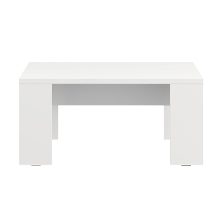 Tavolino da Salotto Bianco Opaco Forma Rettangolare Colore Ripiano Bianco 90x50x43h cm, Sfumatura Colore Struttura Opaco - Riposto